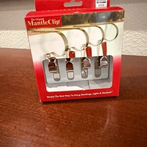 MantleClip Stocking Holders - Red and Silver